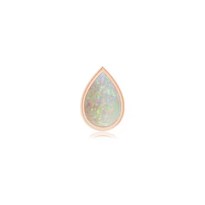 Angara 0.26 Ctw Pear-shaped Opal Solitaire Stud Earring In Rose Gold/milky With Medium Play Of Colour