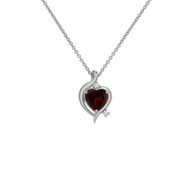 Angara 0.26 Ctw Shell Style Heart Garnet Infinity Pendant In Platinum/dark Red