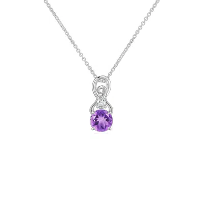 Angara 0.27 Ctw Round Amethyst Swirl Pendant With Diamond Accent In Platinum/light Purple