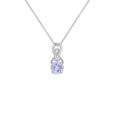 Angara 0.27 Ctw Round Tanzanite Swirl Pendant With Diamond Accent In Platinum/light Violet Blue