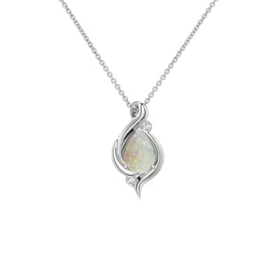 Angara 0.28 Ctw Shell Style Pear Opal Infinity Pendant In Metallic