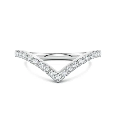 Angara 0.29 Ctw Lab-grown Diamond V-shaped Contoured Wedding Ring In Silver