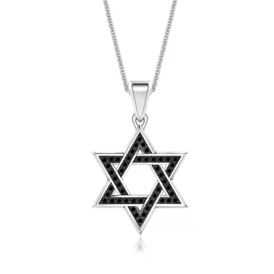 Angara 0.29 Ctw Pavé-set Enhanced Black Diamond Men's Star Of David Pendant In Metallic