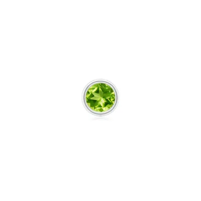 Angara 0.3 Ctw Bezel-set Peridot Solitaire Stud Earring In Platinum/yellowish Green