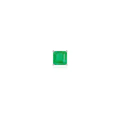 Angara 0.3 Ctw Classic Basket-set Square Emerald Stud Earring In Platinum/medium Green