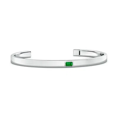 Angara 0.3 Ctw East-west Emerald-cut Lab-grown Emerald Men's Cuff Bracelet In Green