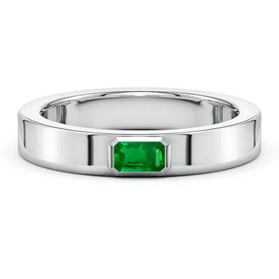 Angara 0.3 Ctw East-west Emerald-cut Lab-grown Emerald Men's Ring In Metallic