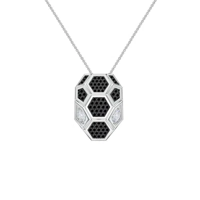 Angara 0.3 Ctw Men's White And Enhanced Black Diamond Serpent-head Pendant In Metallic