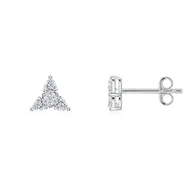 Angara 0.3 Ctw Pear Lab-grown Diamond Trillium Petal Stud Earrings In Metallic