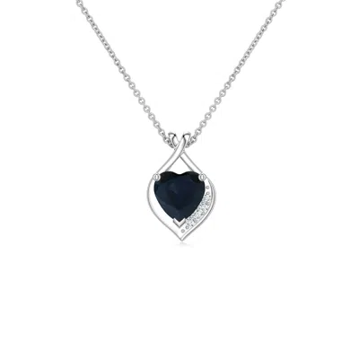 Angara 0.31 Ctw Heart Blue Sapphire Asymmetrical Infinity Pendant