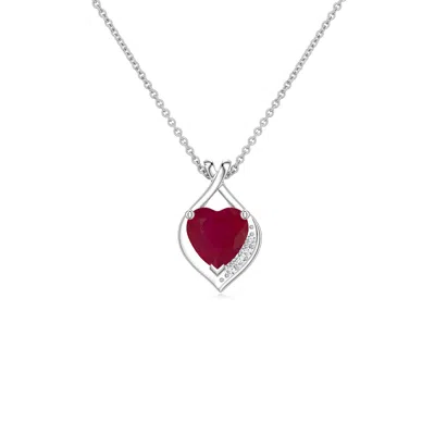 Angara 0.31 Ctw Heart Ruby Asymmetrical Infinity Pendant In Red