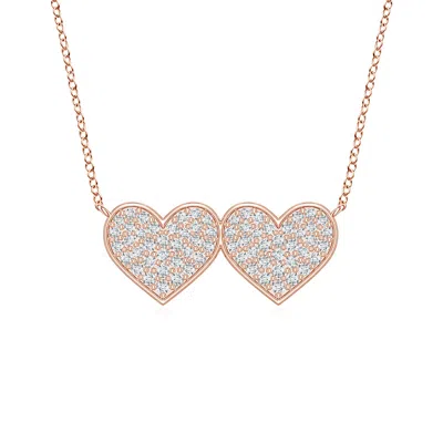 Angara 0.31 Ctw Pavé Lab-grown Diamond Double Heart Pendant In Gold