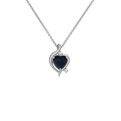 Angara 0.31 Ctw Shell Style Heart Blue Sapphire Infinity Pendant In Black