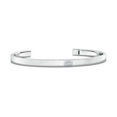 Angara 0.32 Ctw East-west Emerald-cut Lab-grown Diamond Men's Cuff Bracelet In Metallic