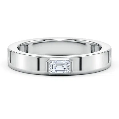 Angara 0.32 Ctw East-west Emerald-cut Lab-grown Diamond Men's Ring In Metallic