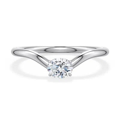 Angara 0.32 Ctw East-west Oval Lab-grown Diamond Curved Engagement Ring In Metallic