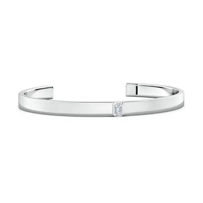 Angara 0.32 Ctw Emerald-cut Lab-grown Diamond Men's Cuff Bracelet In Metallic