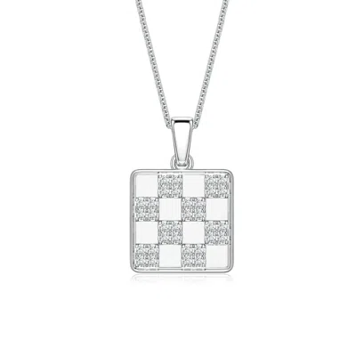 Angara 0.32 Ctw Lab-grown Diamond Checkerboard Inspired Men's Medallion Pendant In Metallic