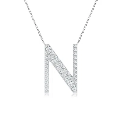 Angara 0.32 Ctw Modern Deco Diamond Capital "n" Initial Pendant In Metallic