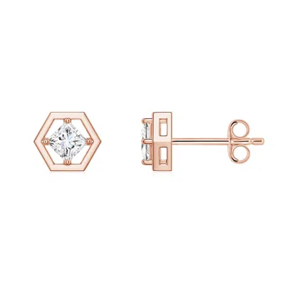 Angara 0.32 Ctw Princess-cut Lab-grown Diamond Open Frame Men's Stud Earrings In Gold