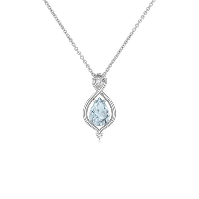 Angara 0.33 Ctw Pear Aquamarine Infinity Twist Pendant In Platinum/light Sky Blue