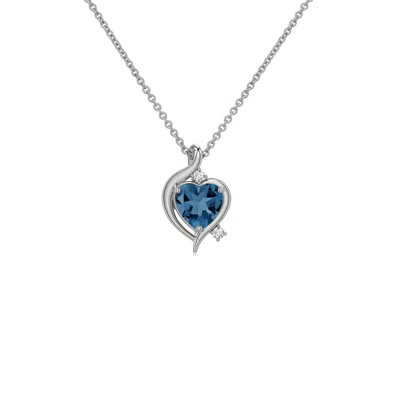 Angara 0.33 Ctw Shell Style Heart London Blue Topaz Infinity Pendant In Platinum/light Greenish Blue