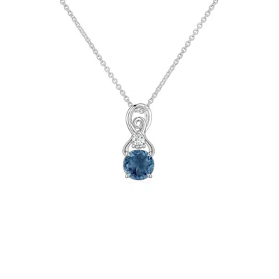 Angara 0.34 Ctw Round London Blue Topaz Swirl Pendant With Diamond Accent In Platinum/light Greenish Blue