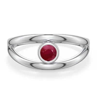 Angara 0.34 Ctw Round Ruby Bypass Split Shank Engagement Ring In Metallic