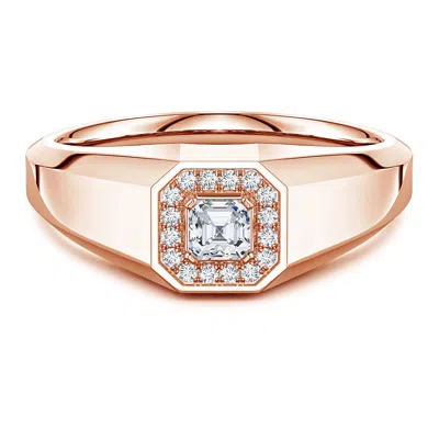 Angara 0.35 Ctw Asscher-cut Lab-grown Diamond Halo Men's Octagon Signet Ring In Neutral