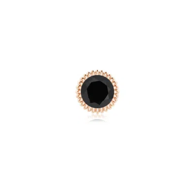 Angara 0.35 Ctw Bezel-set Solitaire Round Black Onyx Beaded Halo Stud In Rose Gold/black
