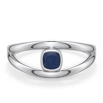 Angara 0.35 Ctw Cushion Blue Sapphire Bypass Split Shank Engagement Ring In Metallic