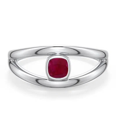 Angara 0.35 Ctw Cushion Ruby Bypass Split Shank Engagement Ring In Metallic