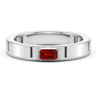Angara 0.35 Ctw East-west Emerald-cut Lab-grown Ruby Men's Ring In Metallic
