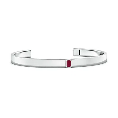 Angara 0.35 Ctw Emerald-cut Ruby Cuff Bracelet In Metallic