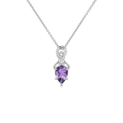 Angara 0.35 Ctw Inverted Pear Amethyst Swirl Pendant With Diamond Accent In Platinum/light Purple