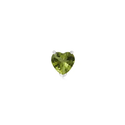Angara 0.35 Ctw Peridot Solitaire Heart Stud Earring In Platinum/light Yellowish Green