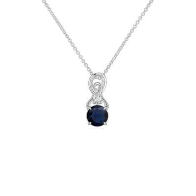 Angara 0.35 Ctw Round Blue Sapphire Swirl Pendant With Diamond Accent In Metallic