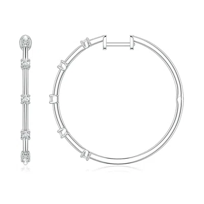 Angara 0.35 Ctw Round Lab-grown Diamond Five-stone Station Hoop Earrings In Silver