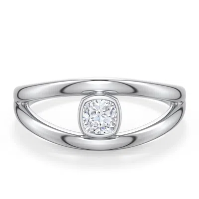 Angara 0.36 Ctw Cushion Diamond Bypass Split Shank Engagement Ring In Metallic