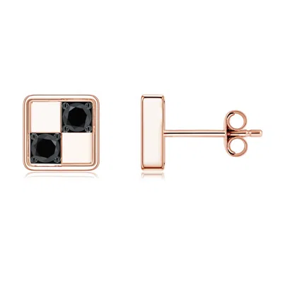 Angara 0.36 Ctw Enhanced Black Diamond Checkerboard Inspired Men's Stud Earrings In Gold