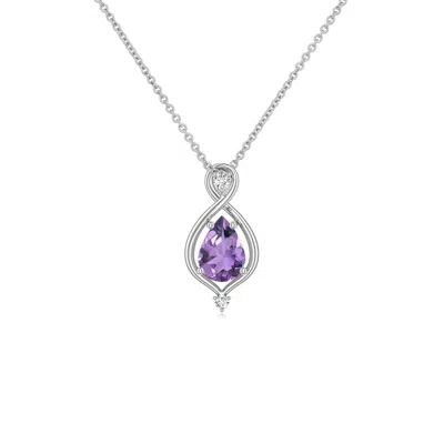 Angara 0.36 Ctw Pear Amethyst Infinity Twist Pendant In Platinum/light Purple