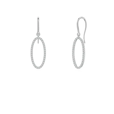 Angara 0.36 Ctw U-pavé Lab-grown Diamond Oval Drop Earrings In Metallic