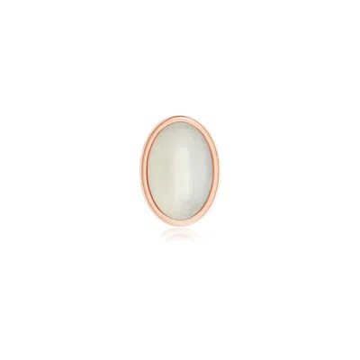 Angara 0.37 Ctw Bezel Set Oval Moonstone Solitaire Stud Earring In Rose Gold/off White