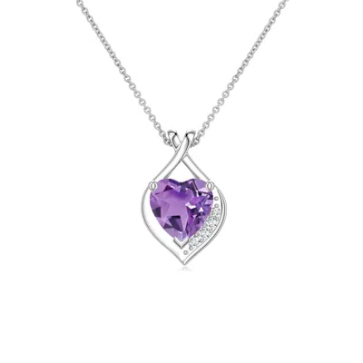 Angara 0.37 Ctw Heart Amethyst Asymmetrical Infinity Pendant In Platinum/light Purple