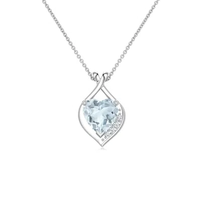 Angara 0.37 Ctw Heart Aquamarine Asymmetrical Infinity Pendant In Platinum/light Sky Blue