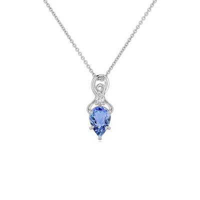 Angara 0.37 Ctw Inverted Pear Tanzanite Swirl Pendant With Diamond Accent In Platinum/light Violet Blue