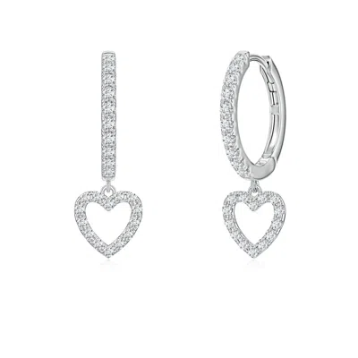 Angara 0.37 Ctw U-pavé Lab-grown Diamond Open Heart Hoop Dangle Earrings In Black
