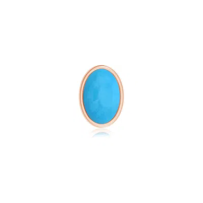 Angara 0.38 Ctw Bezel Set Oval Turquoise Solitaire Stud Earring In Rose Gold/sky Blue