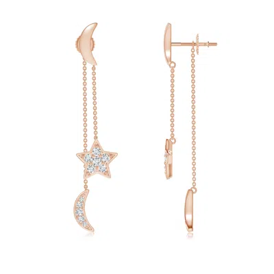 Angara 0.38 Ctw Pave-set Diamond Star And Moon Front-back Dangle Earrings In Gold