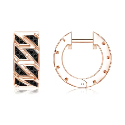 Angara 0.38 Ctw Pavé-set Enhanced Black Diamond Men's Octagon-shaped Link Hoop Earrings In Brown